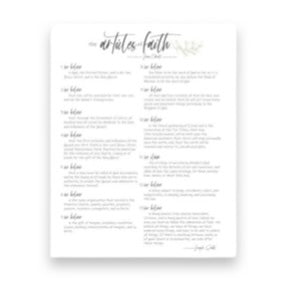 Faith Prints-Articles of Faith, The Family Proclamation, The Restoration, The Living Christ